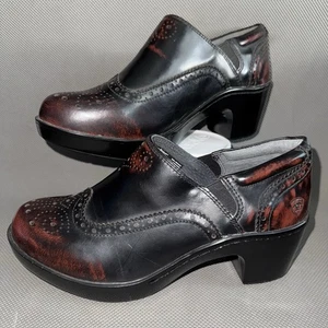 Ariat Bradford Wingtip Western Two Tone Brown Leather Clogs Women’s Size 9.5B - Picture 1 of 9