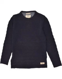 JACK & JONES Mens Top Long Sleeve Medium Navy Blue Striped Cotton AG20 - Picture 1 of 3