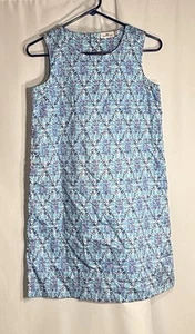 Vineyard Vines Girls Shift Dress Size 14 Blue Diamond Cut Out Back Preowned - Picture 1 of 5