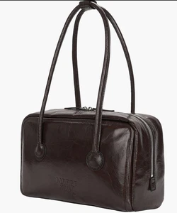 MARGE SHERWOOD weiche Boston Bag Mokka Crinkle Schulter koreanischer Designer NEU - Bild 1 von 7