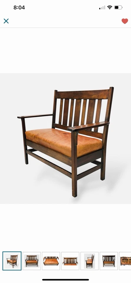Mission Oak Arts & Crafts Open Arm Settee or Loveseat, Circa 1900 Bench - Image 1 of 4