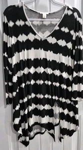 Westbound Damen Top asymmetrischer Saum Größe L schwarz-weiß - Bild 1 von 14