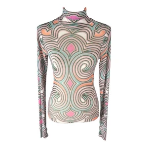 Afrm Zadie Power Mesh Stretch Rollkragen Print Top Größe Small - Bild 1 von 15