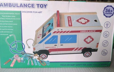 Деревянный набор игрушек для врача скорой помощи, 37 шт.  - Изображение 1 из 4