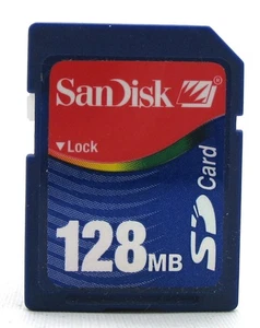 128MB SANDISK FULL SIZE SD MEMORY CARD LOW CAPACITY FOR VINTAGE CAMERAS ETC - Picture 1 of 3
