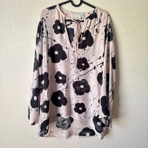 Amanda Bond | Damen 100 % Seide handgefärbt Blumenmuster Bluse Top Größe Large künstlerisch - Bild 1 von 8
