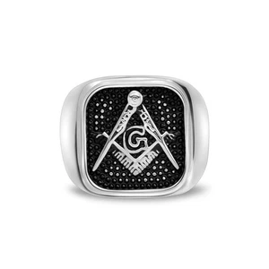 Herren Edelstahl Ring vergoldet Freimaurer Masonic Ring Silber Größe 7-13 - Bild 1 von 9
