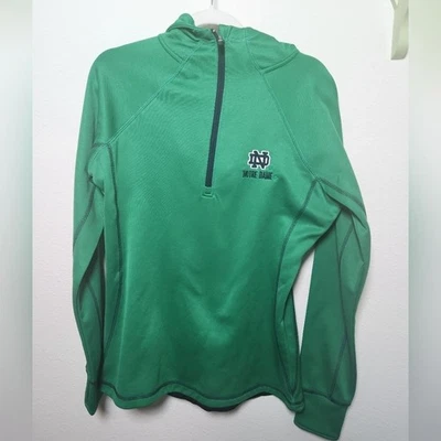 Sudadera con Capucha Coliseo Notre Dame Verde 1/4 Cremallera Bordada Lucha Logo Irlandés Grande Foto 1 de 4