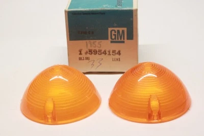 Pair NOS 1955-57 Chevrolet Truck 1963-66 Van Amber Park Lamp Lens Guide 5954154 - Image 1 of 4