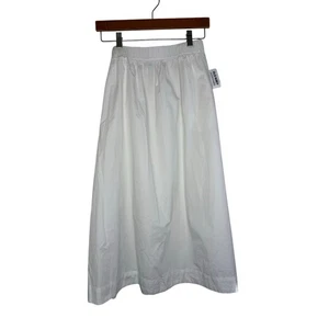 Old Navy High-Waisted Pull On A-Line Midi Rock Weiß Seitenschlitz Damen Gr. XS - Bild 1 von 8