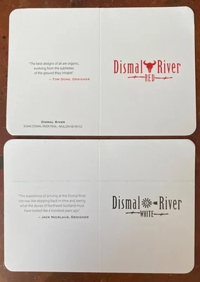 Tarjetas de puntuación de golf Dismal River Club rojas y blancas (nuevas y sin usar) Jack Nicklaus Doak Foto 1 de 2
