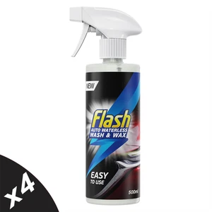 Spray limpiador de coche sin agua rápido y eficaz Flash Waterless Wash & Wax 4x500 ml - Imagen 1 de 8