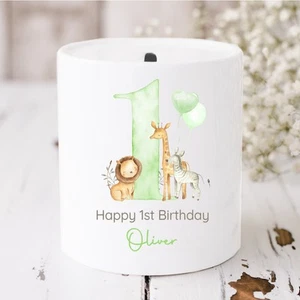 Personalised Green Safari Birthday Money Box - Picture 1 of 1