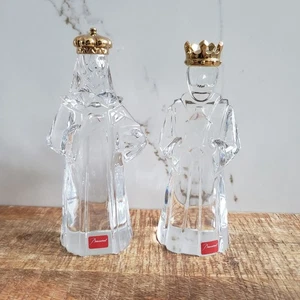 Baccarat Kristall Krippe Könige 2er Set Figuren Gold Krone 5,5" Frankreich signiert - Bild 1 von 12