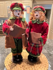 16" Vintage Christmas Boy and Girl Caroler Dolls - Picture 1 of 12
