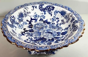 Plato grande con patas azul blanco 31 cm marca de gran pared porcelana china dorada - Imagen 1 de 8