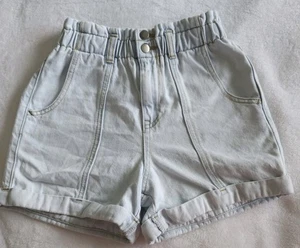 NWOT GB GIRLS Size 10 Elastic Waist High Rise Jean Denim Shorts Light Wash - Picture 1 of 11