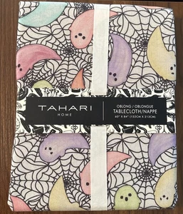 Neu mit Etikett Tahari Halloween Party Geist Netz Tischdecke länglich 60x84" schimmernder Stoff - Bild 1 von 7