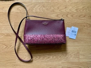 Kate Spade Greta Flash Glitter Small Crossbody bag Cherrywood mixed fabric - Picture 1 of 2