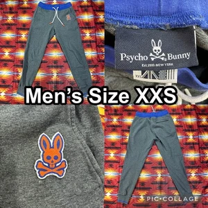 Psycho Bunny Gray Joggers Sweatpants Mens XXS Elastic Waist Pull-On Inseam 26” - Picture 1 of 14