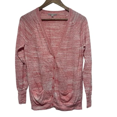 GAP Cardigan Womens L Pink Space Dye Button Front Lightweight Preppy Sweater - Image 1 of 4
