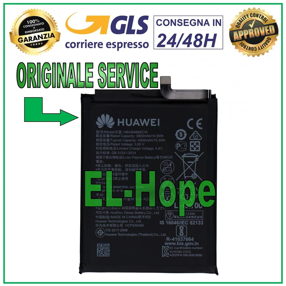 BATTERIA ORIGINALE SERVICE HB436486ECW HUAWEI P20 PRO CLT-L09 CLT-L29 4000 mAh