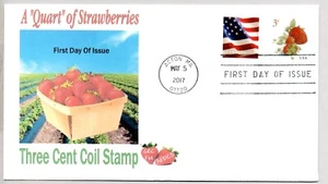 #5201 A QUART OF STRAWBERRIES 3 CENT COIL STAMP FIRST DAY ISSUE, AFDCS FDC - Picture 1 of 1