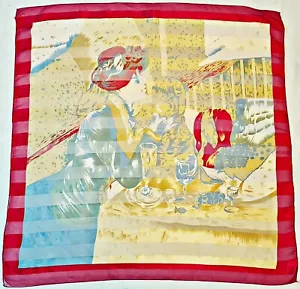 SCARF VINTAGE AUTHENTIC BELLE EPOQUE ART DECO PICTURE 40" SQUARE - Picture 1 of 3