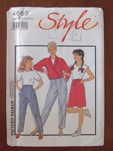 STYLE PATTERN - 4563 GIRLS' CROSS-OVER JACKET SKIRT PANTS PLEATS 10-14 UNCUT - Picture 1 of 2