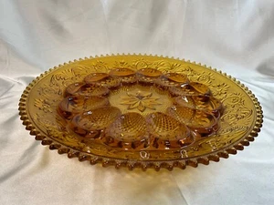 Tiara Exclusive Amber Glass Platter Relish Plate & Egg Serving Platter - Picture 1 of 5