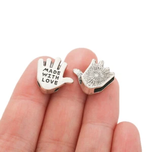 10Pcs Tibetan Silver Carved MADE WITH LOVE Hand Sliders Spacer Beads 11*2mm Hole - Picture 1 of 4