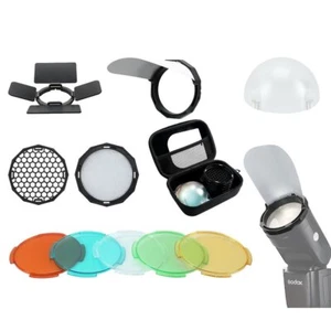 Rundkopf Blitzzubehör Set Diffusor Filter Barndoor Grid für AD200 V1 Blitz - Bild 1 von 12