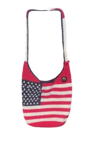 The SAK Sakroots Hand Crochet Hobo Bohemian Patriotic July 4 American Bag Purse - Picture 1 of 4