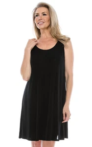 JOSTAR Black SHORT TANK DRESS Stretch SLINKY  Wrinkle Free Knit  S M L XL 2X 3X - Picture 1 of 8