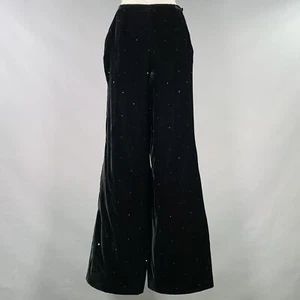 GIORGIO ARMANI Size S Black Velvet Rhinestones Side Zipper Casual Pants - Picture 1 of 3