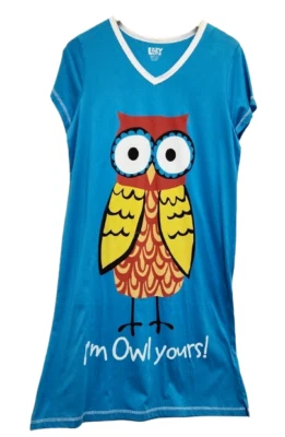 Lazyone Women Nightshirt Dress Pyjama Shirts Sleepwear Cotton L/X Owl Yours D130 - Image 1 of 4