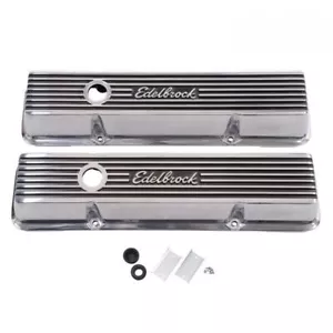 Edelbrock Valve Covers Elite II Series Low-profile Cast Aluminium Polished Logo - Picture 1 of 1
