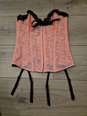 BNWT Vintage Ann Summers Pink & Black Lamora Basque Size 16 - Image 1 of 4
