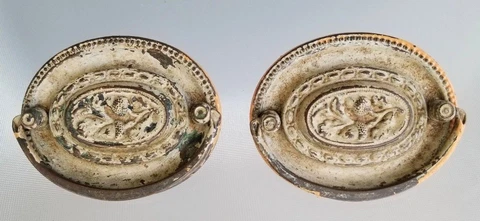 Pair Drawer Pulls Bail & Backplate Handle Reclaimed Furniture Hardware Salvage Cover