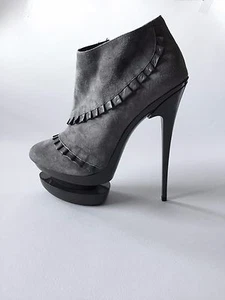 Dora Chic Shoes - stivaletto n° 37 vera pelle, scamosciato grigio, tacco 16cm - Foto 1 di 4