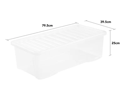62 Litres Clear Plastic Extra Large Storage Box with Lid Underbed Container - UK - Image 1 of 4