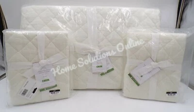 Pottery Barn Belgian Diamond Queen Quilt w/ 2 Standard Shams Classic Ivory 9997Z - Image 1 of 4