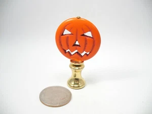 Lamp Finial Orange Halloween Pumpkin Stone Brass Hardware D21 - Picture 1 of 4