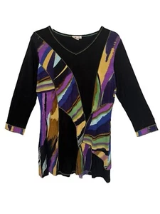Parsley & Sage Wearable Art Tunic Top V-Neck Asymmetrical Colorful Size M NWOT - Bild 1 von 3