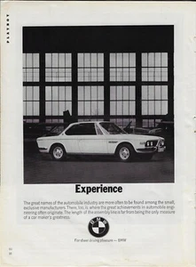 1969 BMW 2002 Sports Coupe White Experience Photo Original Color Print Ad - Picture 1 of 2