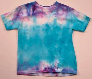 boy's ice dyed colorful tee shirt size x small 2-4 100% cotton blue & purple - Picture 1 of 5