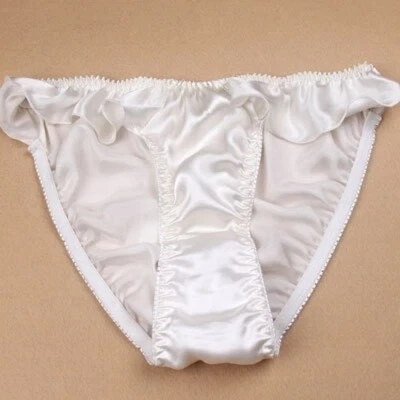 Womens 100% Silk Frilly Panties Knickers Ruffle Thongs Briefs Bikinis Underwear - Image 1 of 4