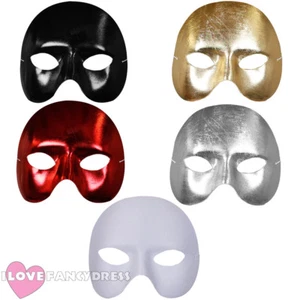 PHANTOM HALF FACE MASKS VENETIAN MASQUERADE BALL HALLOWEEN FANCY DRESS MASK - Picture 1 of 11