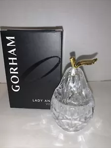 Gorham Kristall Lady Anne "Birne" mit Goldstiel Votivkerzenhalter 4,75" hoch. - Bild 1 von 9