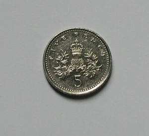 1995 UK (British) Elizabeth II Coin - 5 Pence (5p) - VF toned-lustre - tiny size - Bild 1 von 2